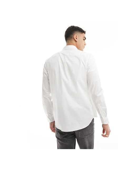 Calvin Klein White Poplin Stretch Slim Shirt for men