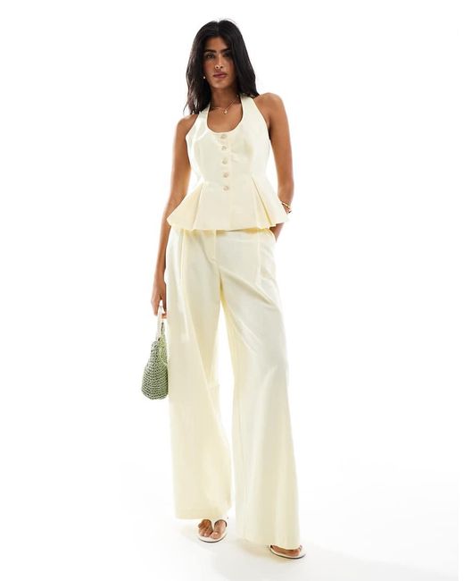 ASOS Natural Linen Blend Tailored Halter Top