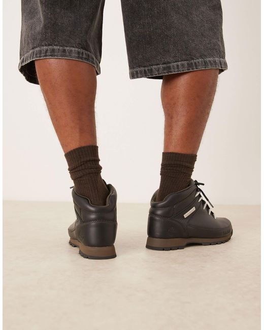 Bottes mi-hautes en cuir pleine fleur à lacets - et marron foncé Timberland pour homme en coloris Black