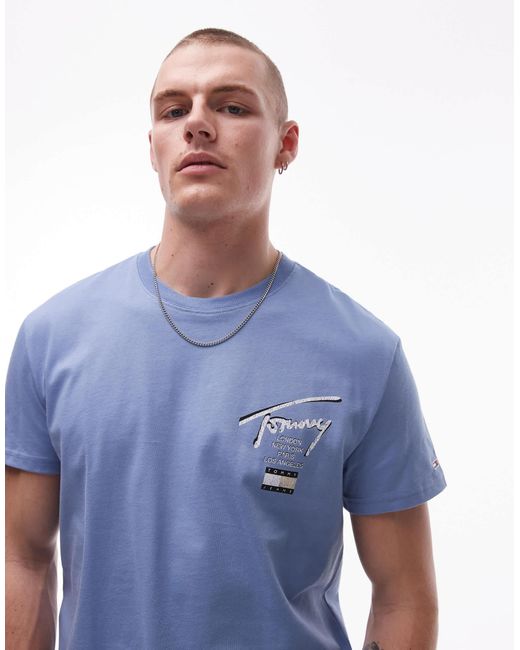 Tommy Hilfiger Blue Regular Signature Back Print T-shirt for men