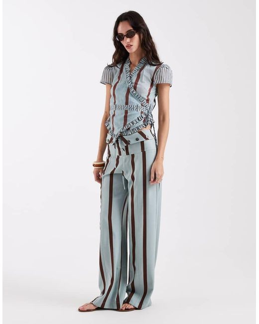 laagam Blue Atena Wrap Tie Blouse