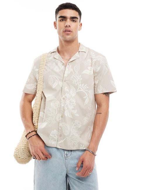 Hollister – kurzärmliges boxy fit popeline-hemd in White für Herren