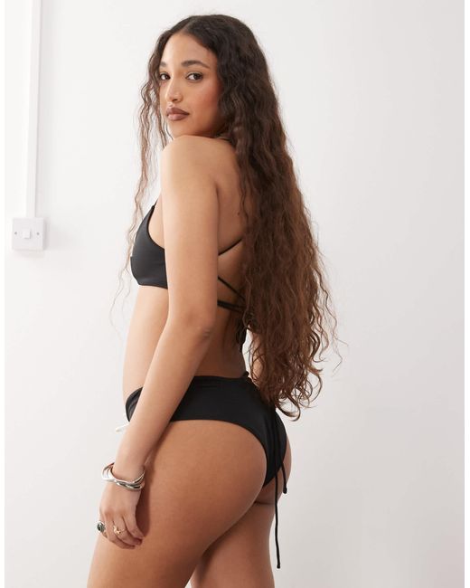 Lioness Natural Gisele Contrast Tie Front Detail Bikini Bottom