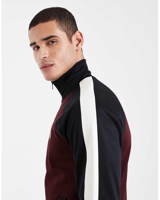 Fred Perry Red Contrast Sleeve Logo Track Jacket for men