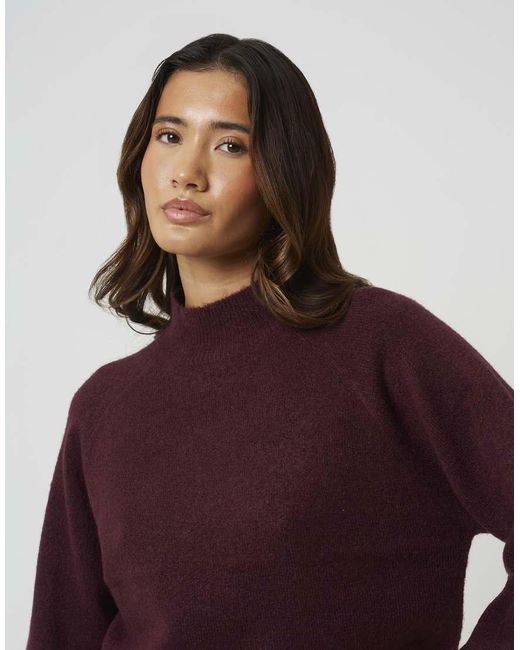 Brave Soul Purple Turtle Neck Loose Fit Knitted T-Shirt