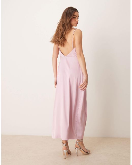 Vila Pink – satin-maxikleid