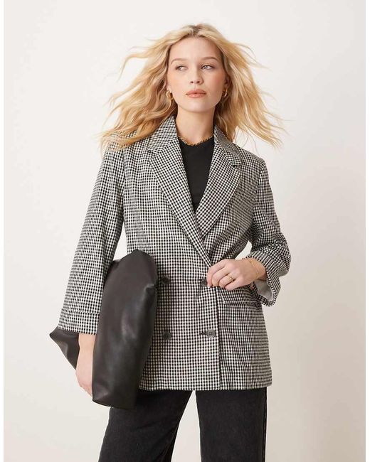Abercrombie & Fitch Gray Slouchy Double Breasted Blazer