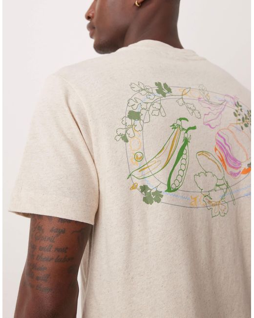 ASOS Natural Cropped Relaxed Linen Mix T-shirt With Food Graphic for men