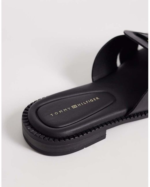 Tommy Hilfiger Black Coin Leather Sandal