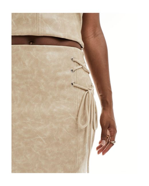 SIMMI Metallic Simmi Leather Look Lace Up Mini Skirt