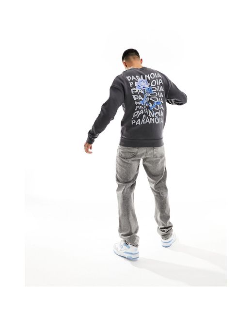 ADPT Gray Super Oversized Sweat With Paranoia Back Print for men