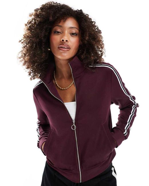 Stradivarius Purple Zip Thru Sweater