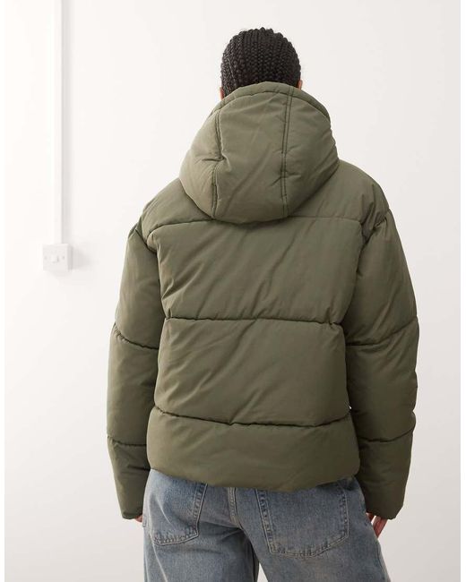 Noisy May Green Hooded Puffer Jacket