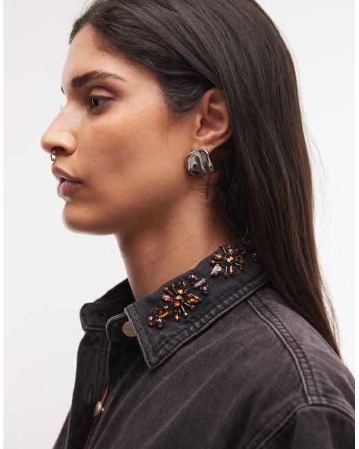 AllSaints Black Filou Short Sleeve Frayed Denim Mini Dress