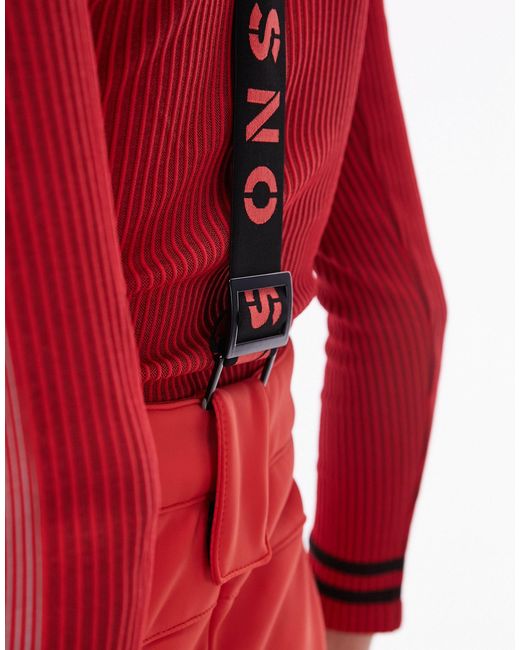 TOPSHOP Red Sno Fla Ski Pants With Braces