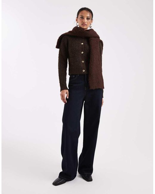 Brave Soul Black Cardigan With Contrast Buttons And Pocket Detail