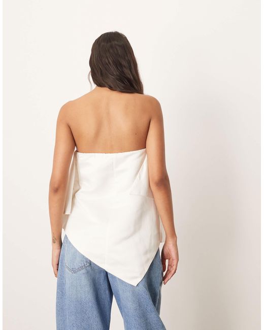 ARRANGE White Embellished Bandeau Square Cut Top