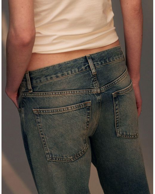 Ember - jean ample à taille basse - effet sali TOPSHOP en coloris Blue