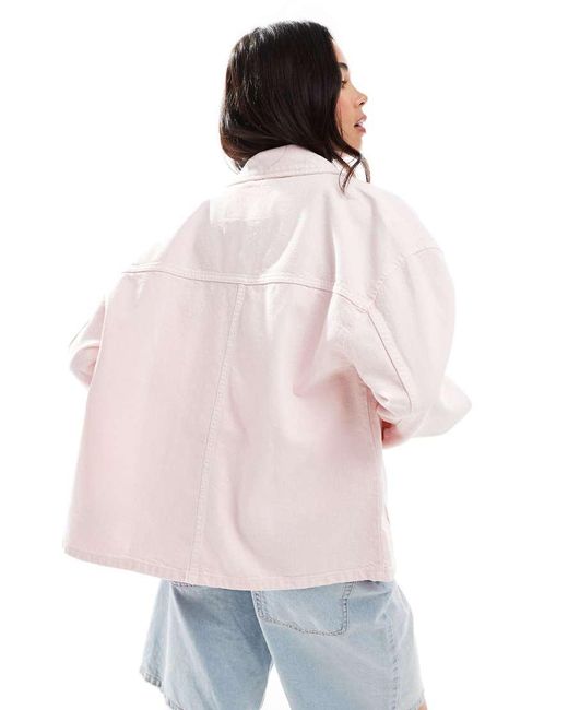Stradivarius Oversized Denim Overshirt in het Pink