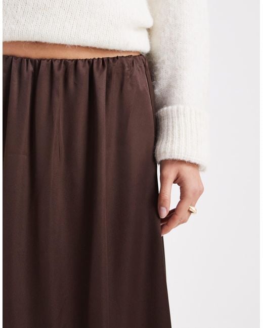 ASOS Brown Satin Volume Maxi Skirt