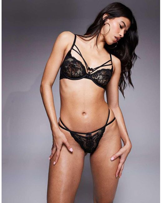 Tanga De Hilo Con Diseño De Tiras De Encaje De (Parte De Un Conjunto) Boux Avenue de color Brown