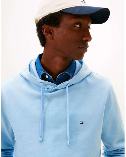 Tommy Hilfiger Blue Flag Embroidery Terry Drawstring Hoody for men