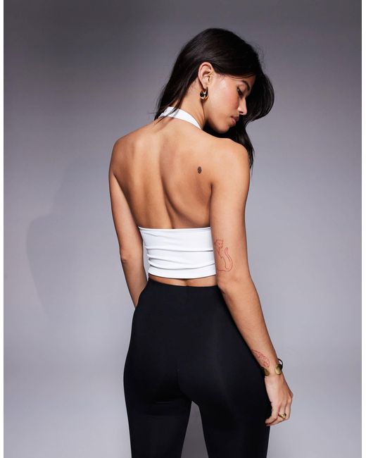 ASOS Blue Sculpting Halter Neck Crop Top