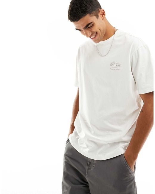 SELECTED Gray X The National Gallery Oversize T-shirt With Art Back Print for men