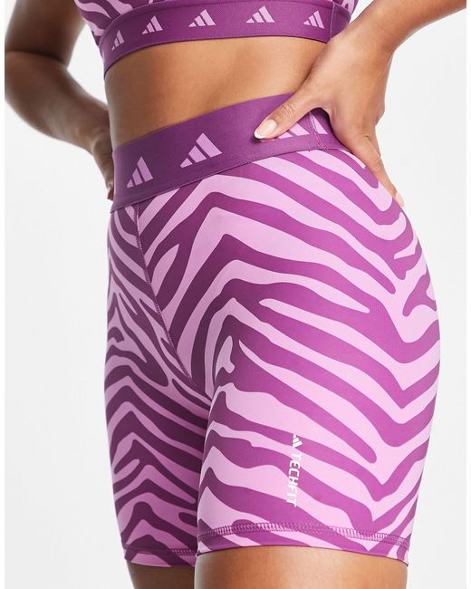 Adidas Originals Pink Adidas Training Hyperglam Zebra Print legging Shorts