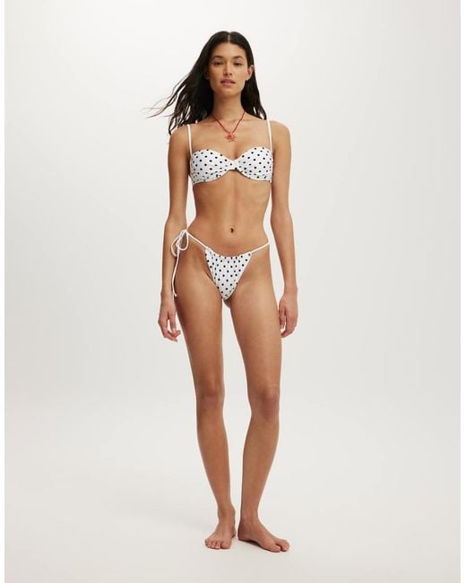 Cotton On White Gathered Thin Strap Balconette Bikini Top