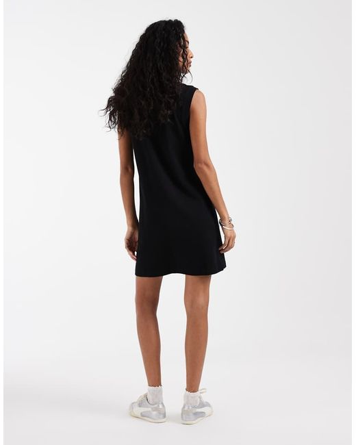 Fred Perry Black Sleeveless Mini Shirt Dress