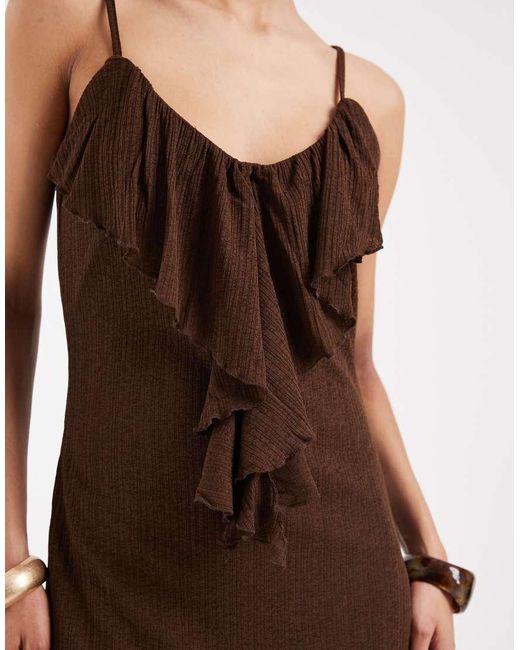 Vero Moda Brown Frill Trim Cami Midi Dress