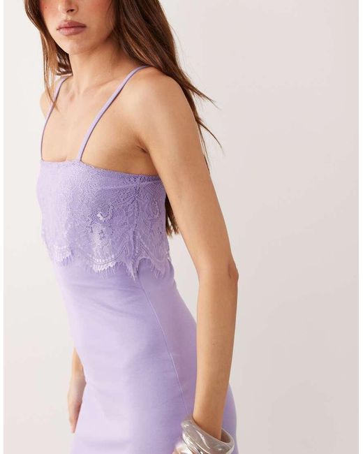ASOS Pink Lace Trim Ellen Slip Cami Dress