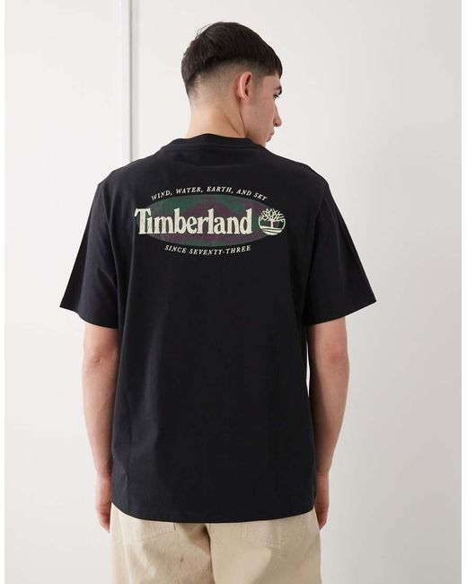 Timberland Black Short-Sleeve 'Oval Logo' Graphic Tee for men