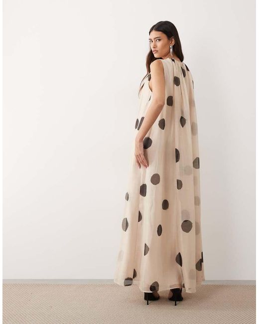 ARRANGE Natural Gathered Drape Maxi Dress