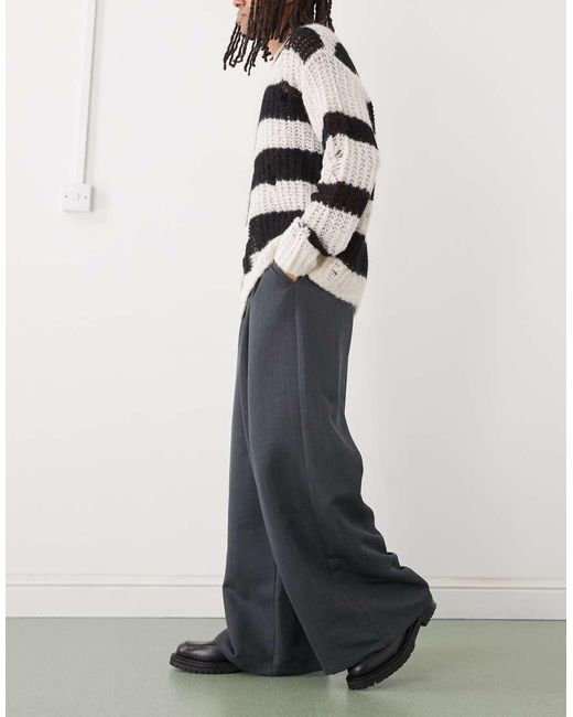 Collusion Black Tailored Wide Leg Trouser for men