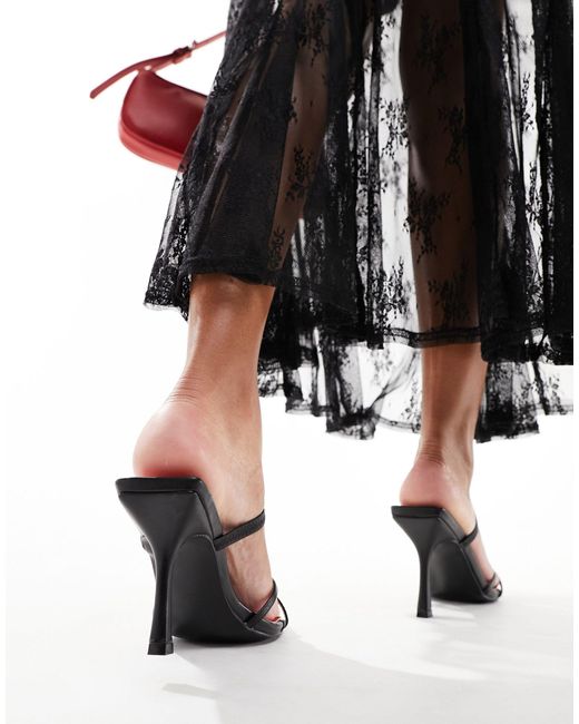Public Desire Black Cherish Strappy Heeled Sandals With Cherry