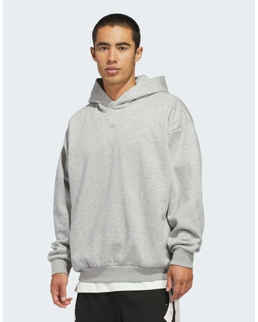 Adidas Originals Gray Adidas Basketball Fleece Hoodie (Gender Neutral)