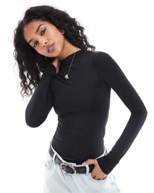 Pull&Bear Blue Polyamide Sculpt Long Sleeve Body