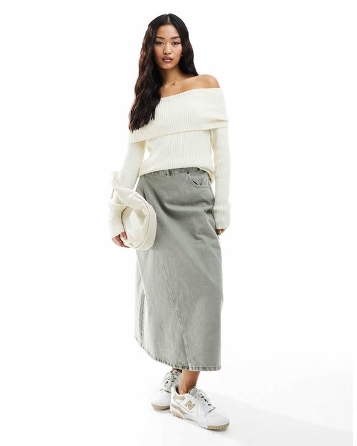 Pull en maille à épaules dénudées - crème ONLY en coloris White