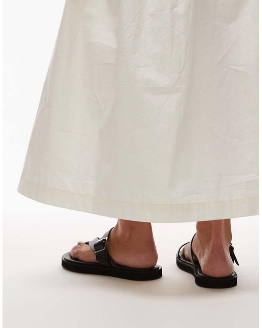 TOPSHOP White Premium Kimberley Real Leather Flat Sandal