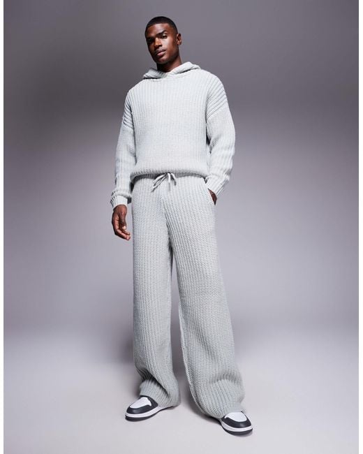 ASOS – jogginghose aus schwerem rippstrick in Gray für Herren