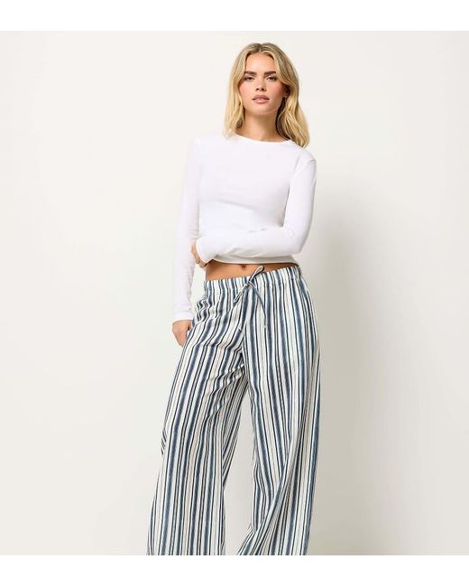 PixieGirl White Petite Striped Wide Leg Trousers