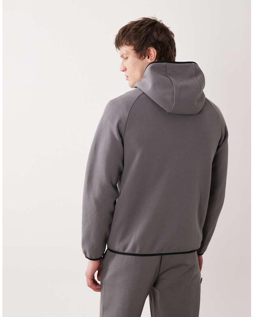 EA7 Gray Armani Zip Up Hooded Jacket Co-ord for men