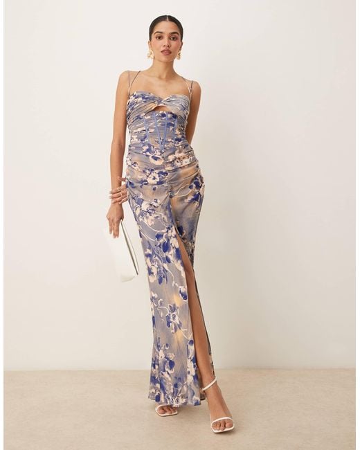 blue ruffle dress asos Rent Asos Luxe Ruffle Tulle Maxi Dress In Blue