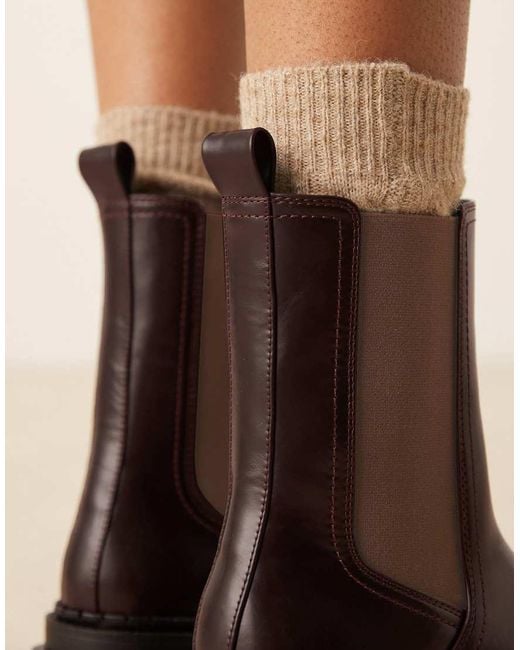 ASOS Natural Wide Fit Austin Chunky Chelsea Boots