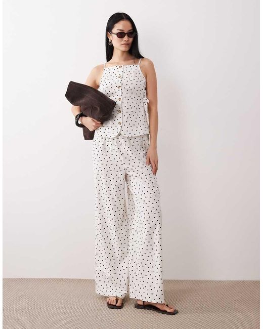 Wednesday's Girl White Co-ord Button Up Tie Detail Cami Top