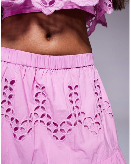 River Island Purple Broderie Cutwork Maxi Skirt Co-ord