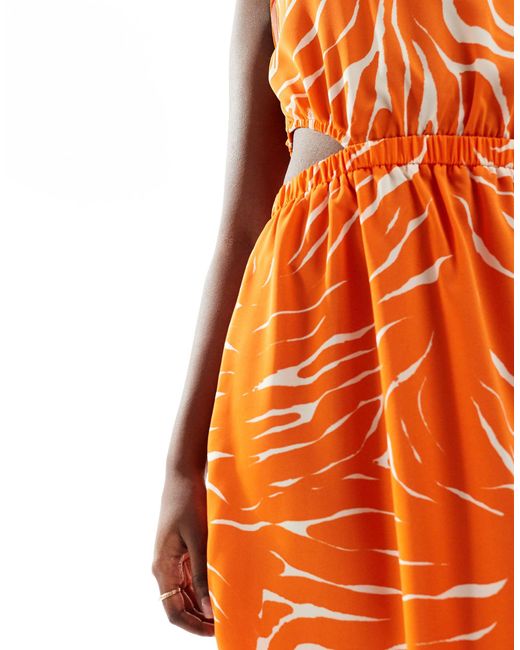 AX Paris Orange Sleeveless Cut Out Midi Dress
