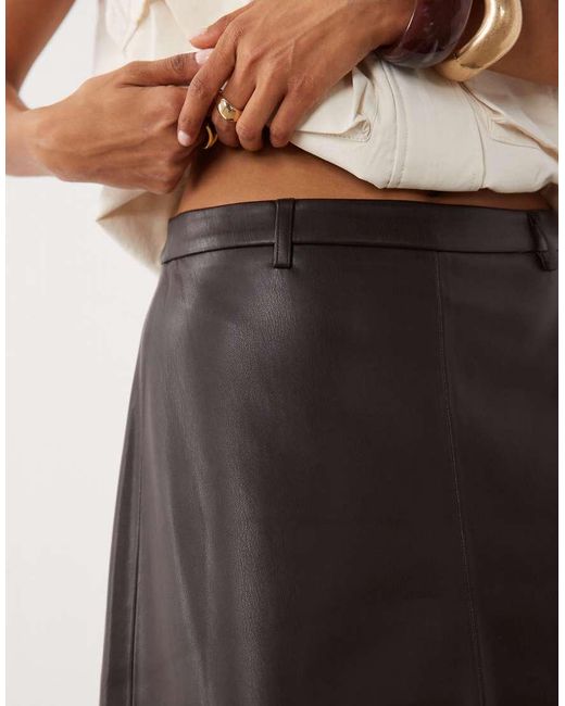 Mango White Faux Leather Midi Skirt